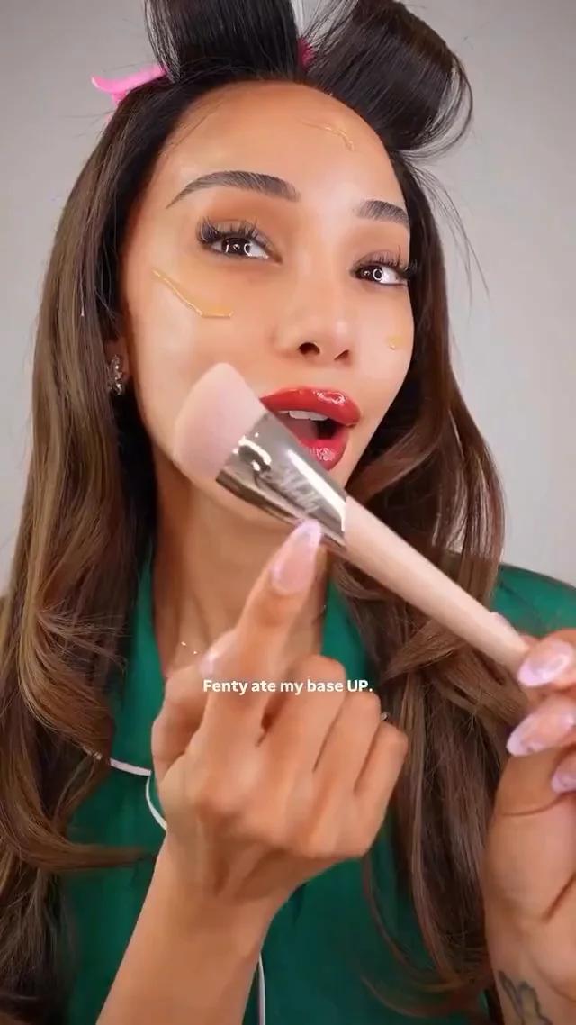 Creator applying makeup in a produced campaign video