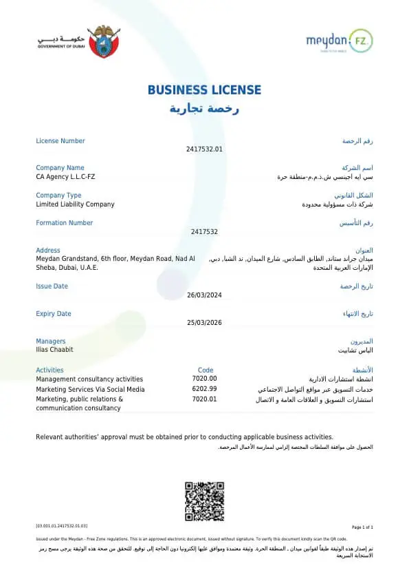 CA Agency Business License